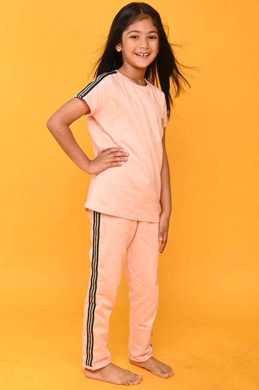 PINK HEART GIRLS SUMMER JOGGER SET - PINK - Anthrilo India