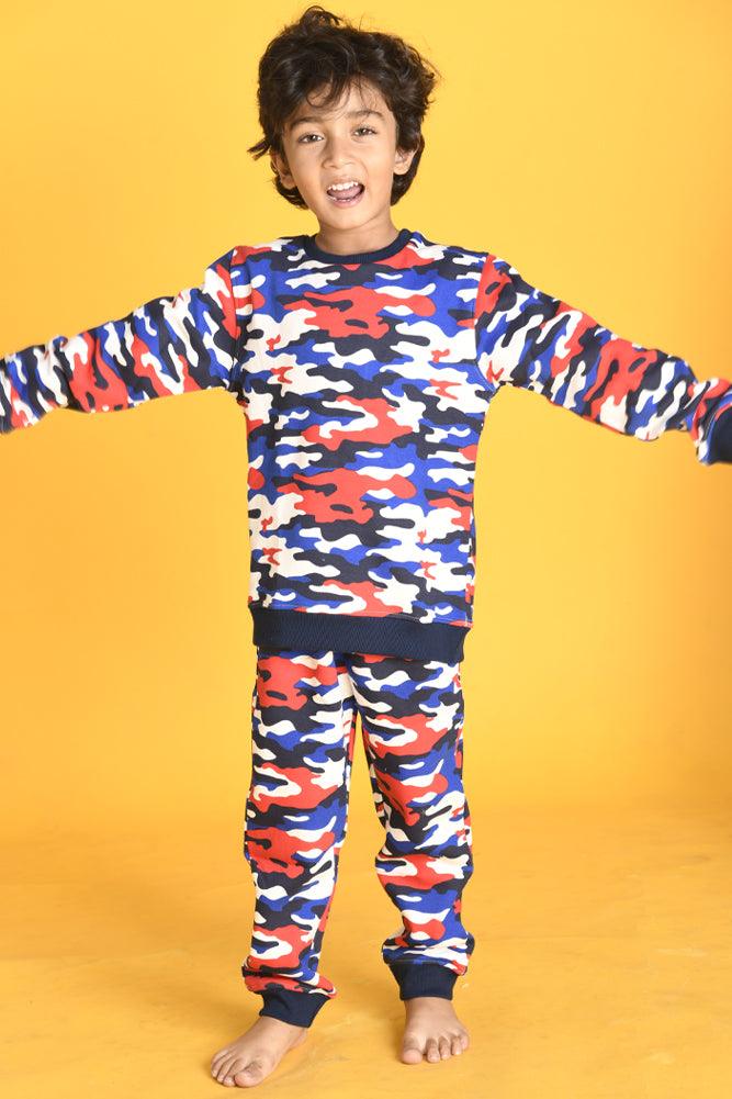 CAMOUFLAGE FLEECE BOYS JOGGER - WHITE - Anthrilo Design House