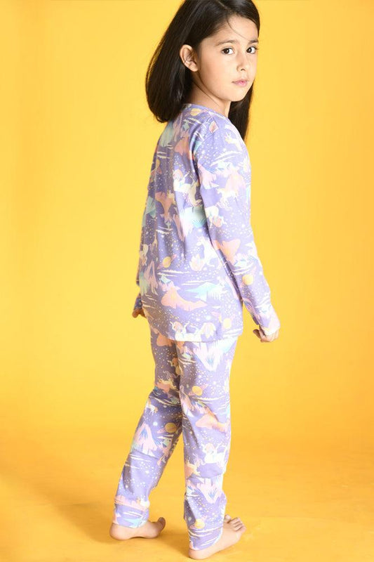 UNICORN PLANET LONG SLEEVES PYJAMA SET - PURPLE - Anthrilo Design House