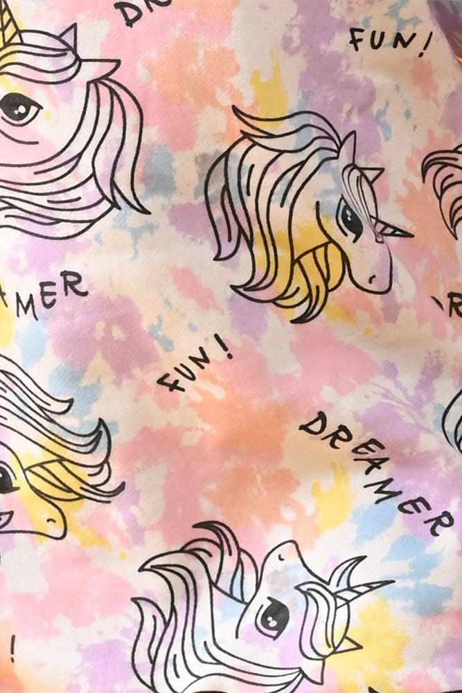 UNICORN TIE DYE FLEECE SWEATSHIRT DRESS - WHITE - Anthrilo Design House
