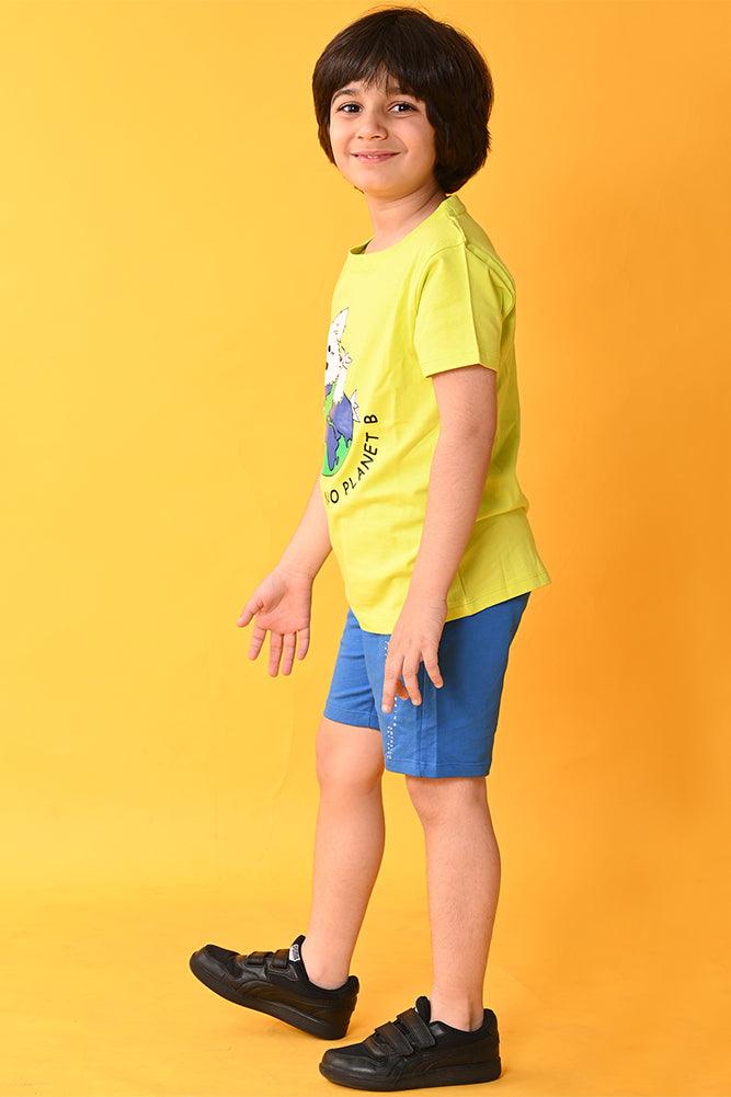 PLANET B ROYAL SHORTS SET - LIME/BLUE - Anthrilo India