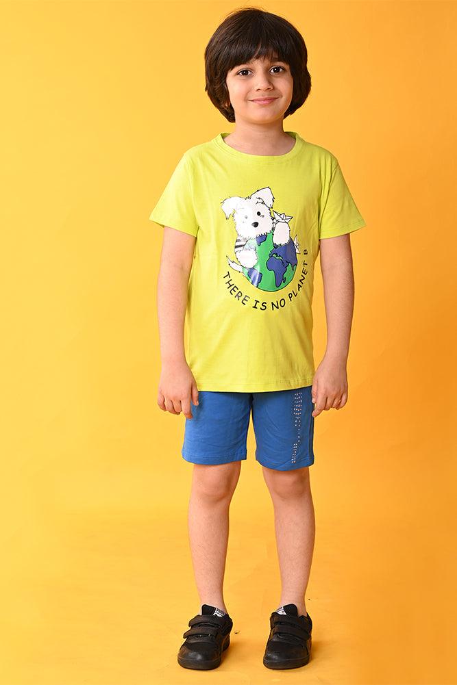 PLANET B ROYAL SHORTS SET - LIME/BLUE - Anthrilo India