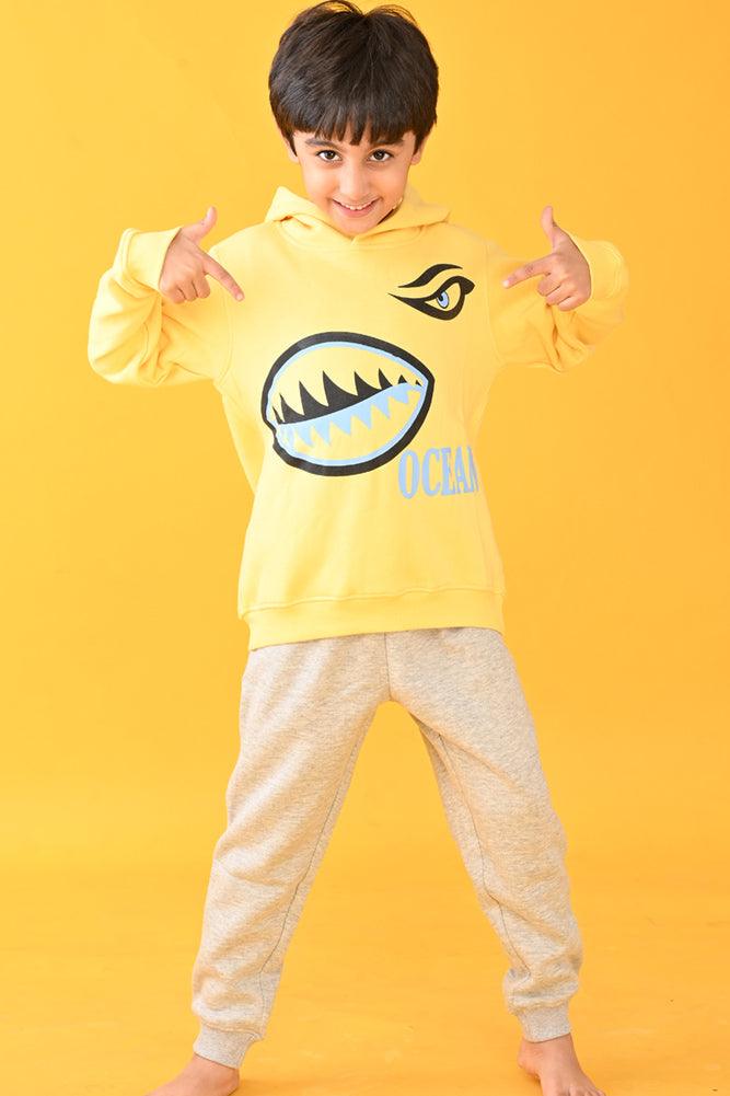 SHARK HOODIE GREY JOGGER SET - YELLOW/GREY - Anthrilo Design House