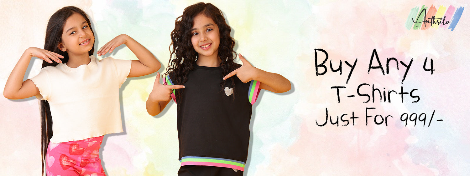 Girls T-Shirts !! BUY ANY 4 FOR 799 !! - Anthrilo 