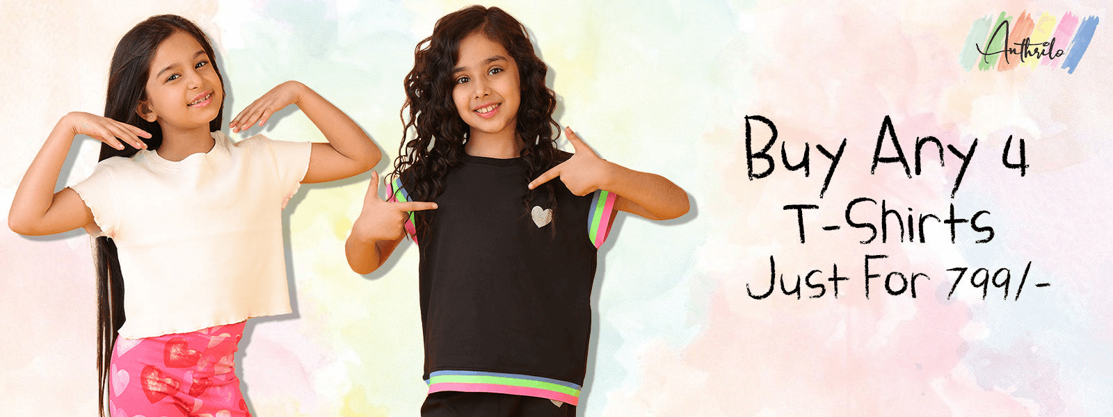 Girls T-Shirts !! BUY ANY 4 FOR 799 !! - Anthrilo 