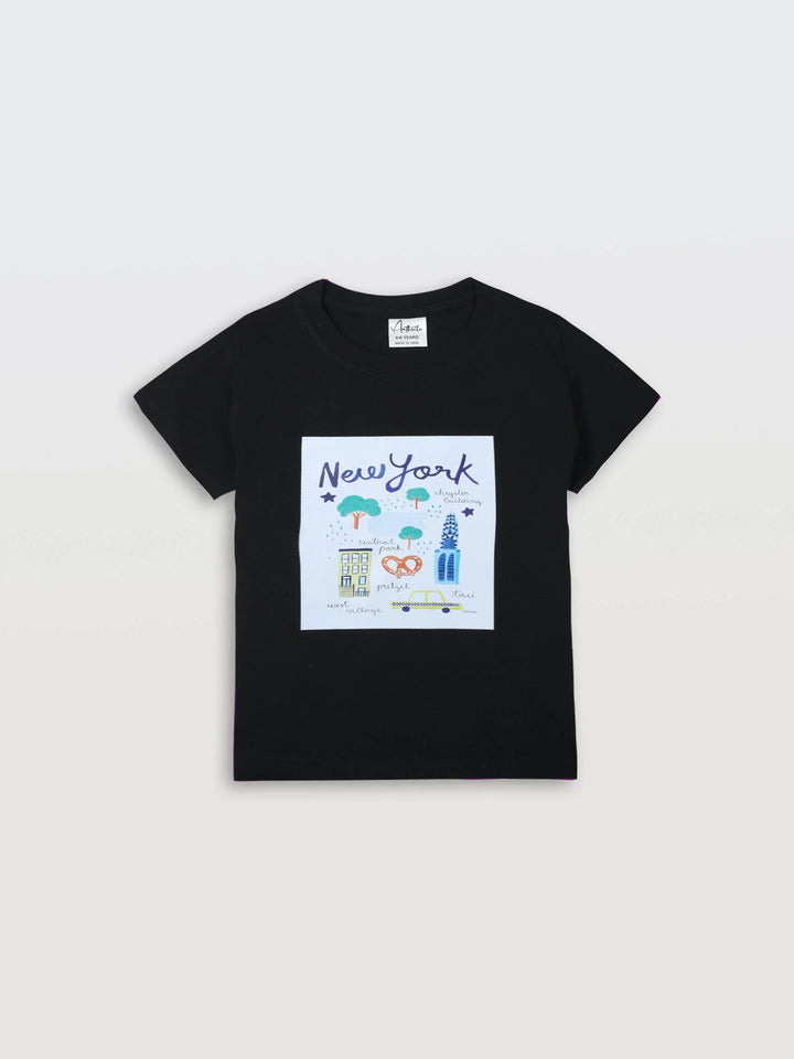NEWYORK BLACK SHORT SLEEVE BOYS T-SHIRT - BLACK - Anthrilo 
