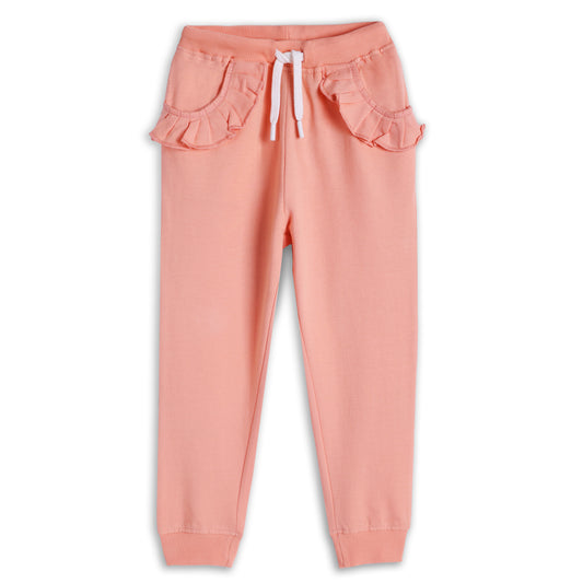 PRETTY PEACH GIRLS SUMMER FRILL JOGGER - PEACH