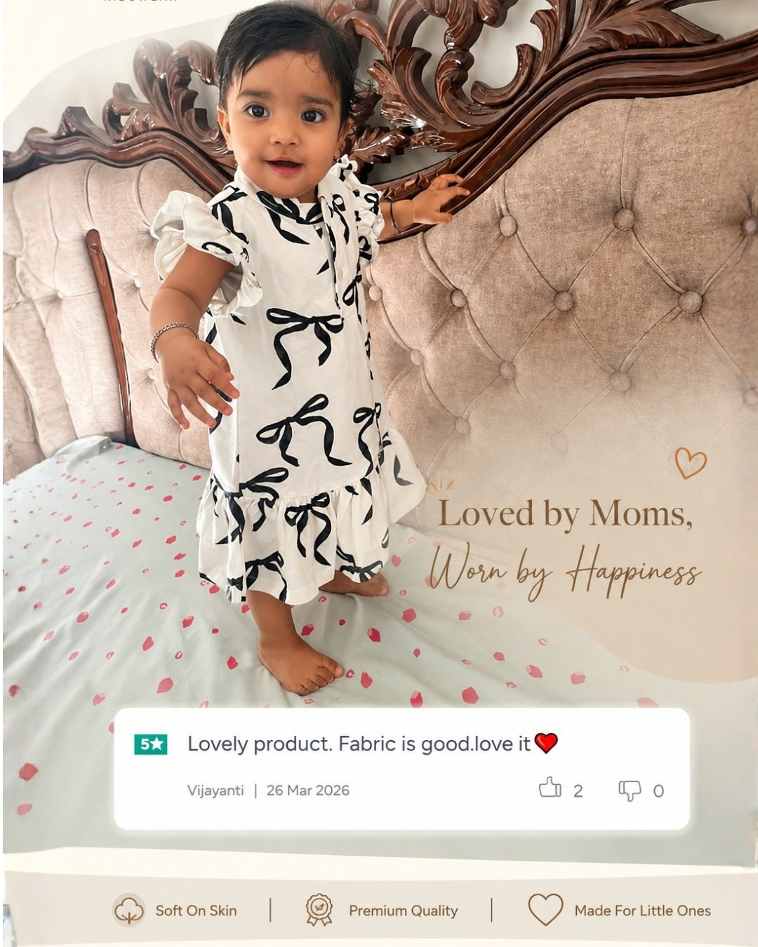 Black Bow Frill Summer Dress - Off White