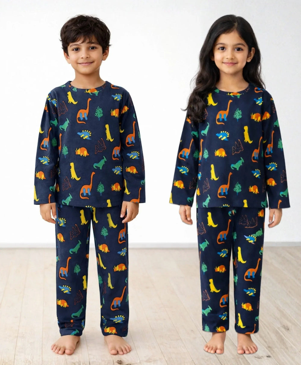 Dinosaur Fun Navy Pyjama Set (Long Sleeves) - Anthrilo 