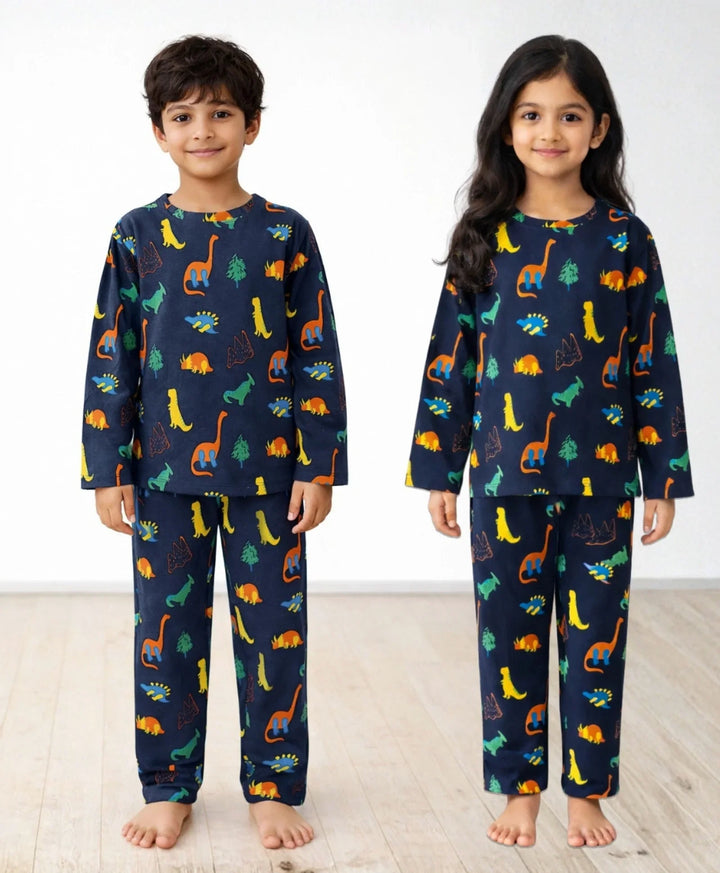 Dinosaur Fun Navy Pyjama Set (Long Sleeves) - Anthrilo 