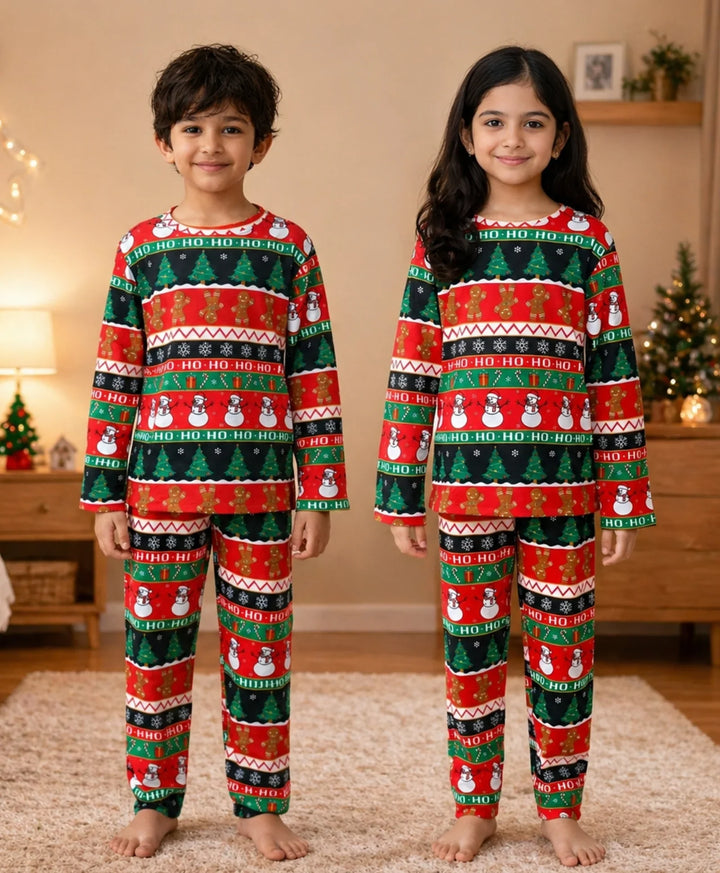 Christmas Red Long Sleeve Pyjama Set - Red