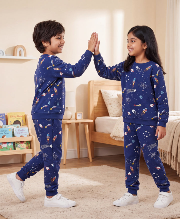 SOLAR DREAMS FLEECE SWEATSHIRT JOGGER SET - NAVY