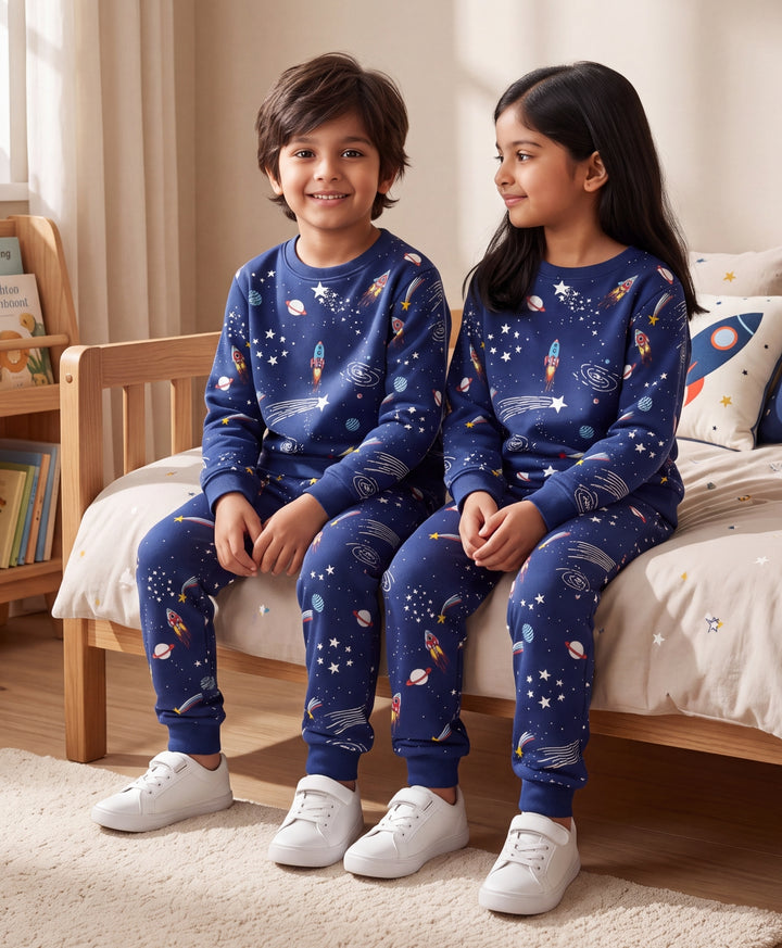 SOLAR DREAMS FLEECE SWEATSHIRT JOGGER SET - NAVY