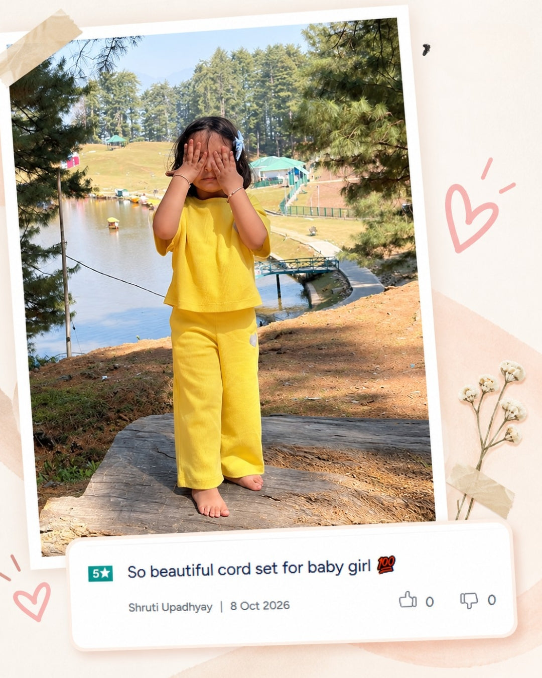 Cool Yellow Heart Essential Oversized T-Shirt Jogger Set for Girls