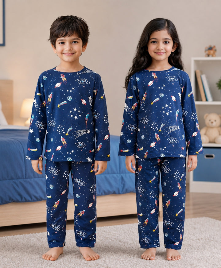 Solar System Dreams Long Sleeves Pyjama Set - Blue