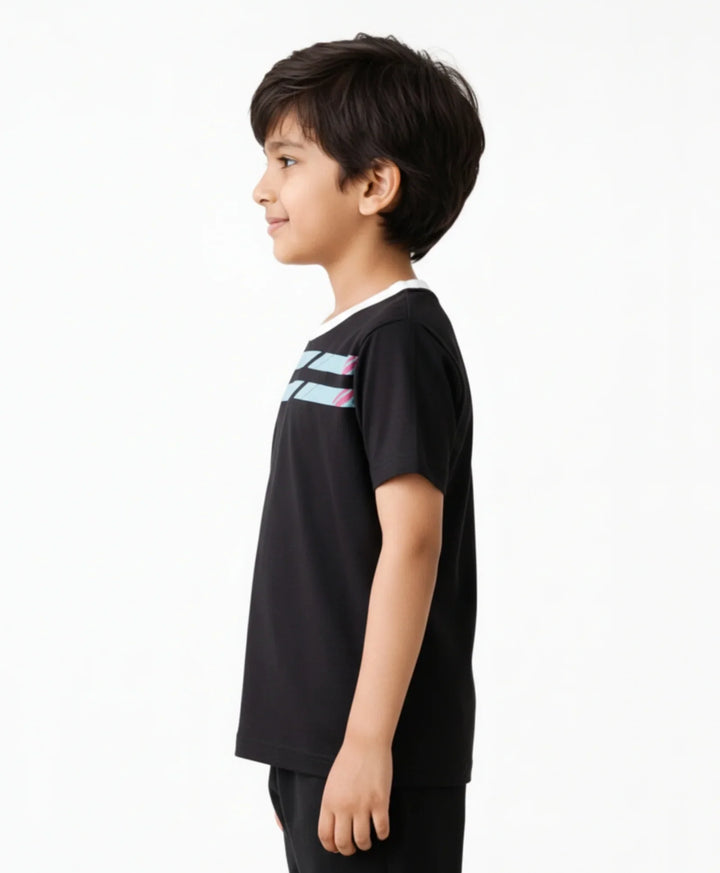 BLACK ENGLAND STRIPE SHORT SLEEVE T-SHIRT - BLACK - Anthrilo 