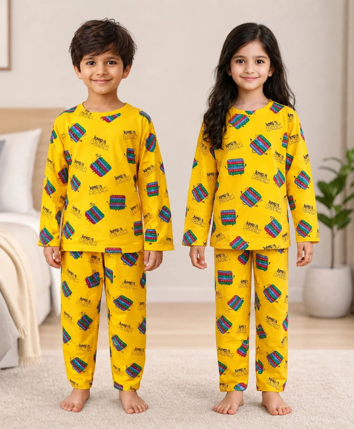 Pop It Boys Yellow Long Sleeves Pyjama Set - Anthrilo 