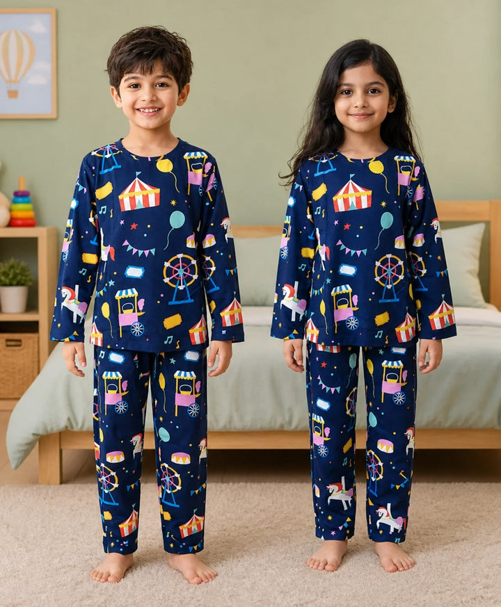 Carnival Circus Boys Long Sleeves Pyjama Set - Blue - Anthrilo 