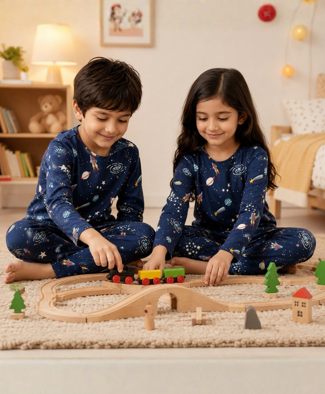 Solar Dreams Girls Long Sleeves Pyjama Set - Blue