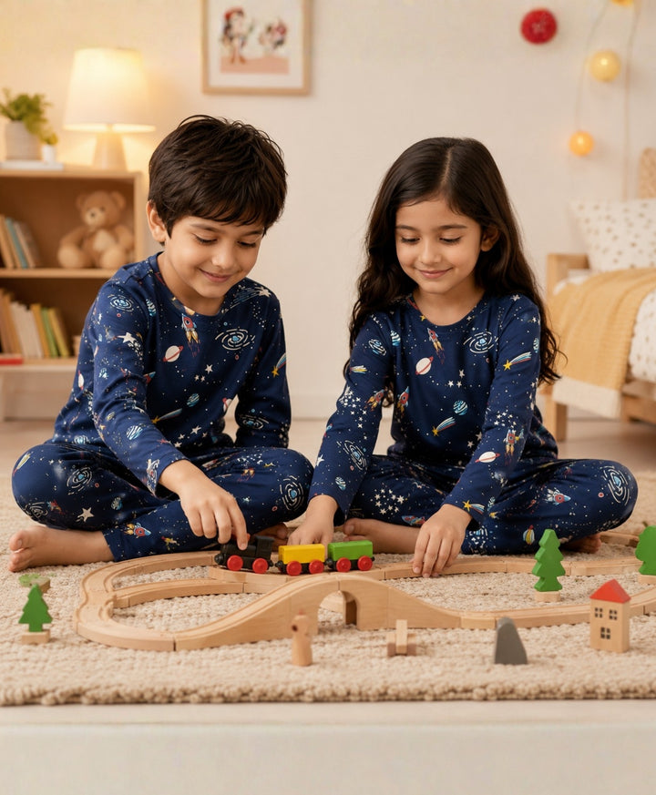 Solar Dreams Girls Long Sleeves Pyjama Set - Blue