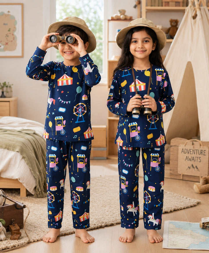 Carnival Circus Long Sleeves Pyjama Set - Blue