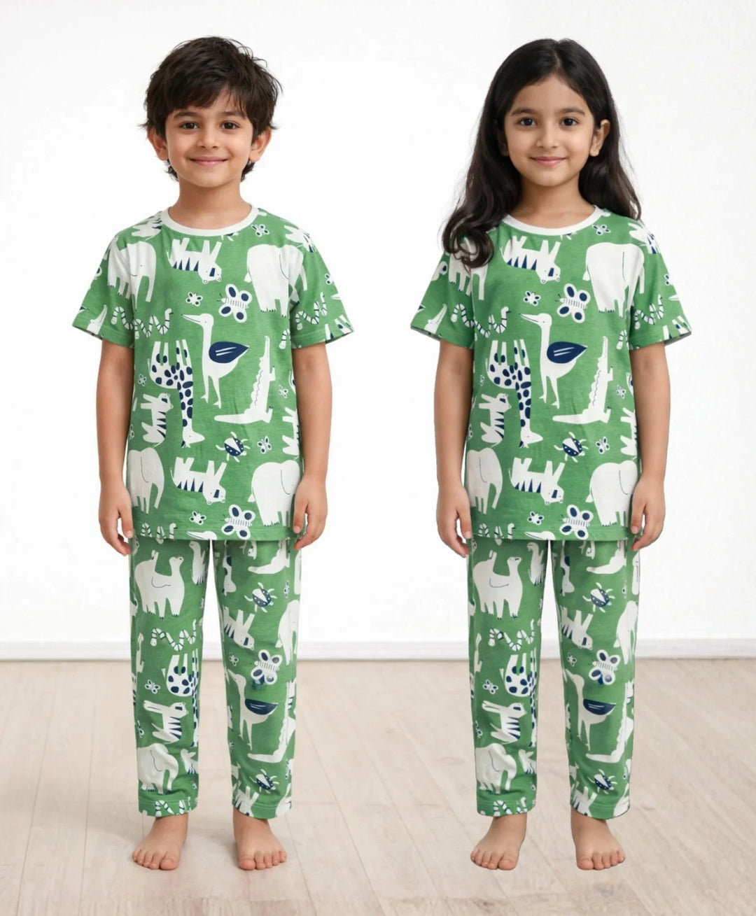 Animal Green Short Sleeve Pyjama Set - Green