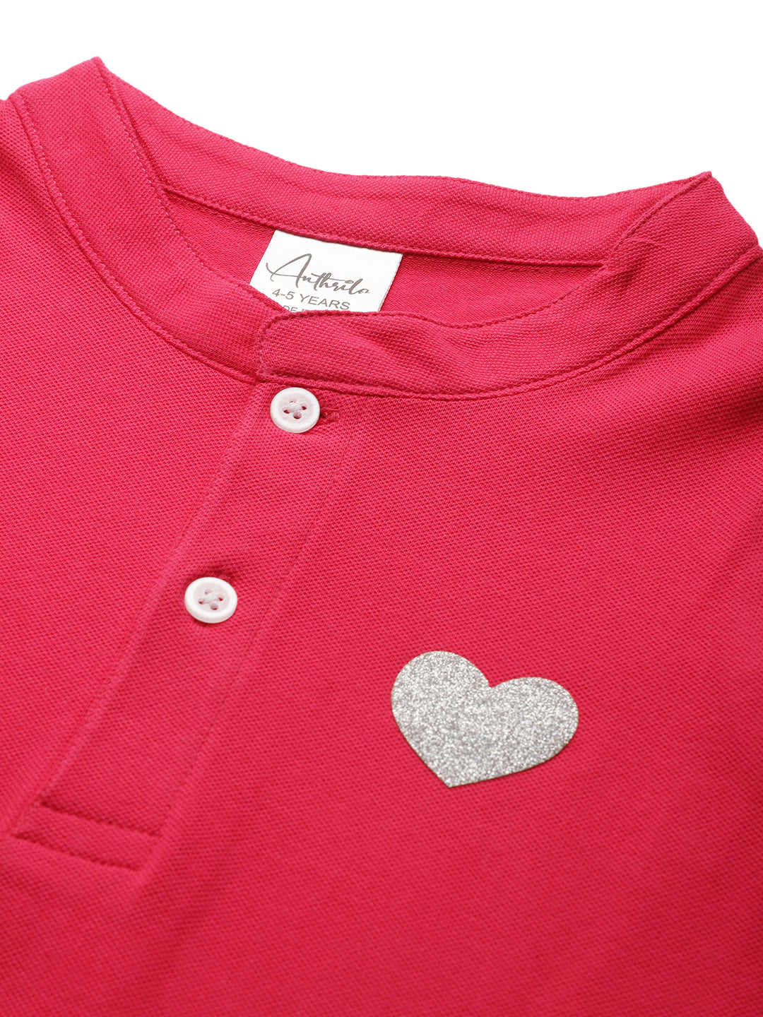 SILVER HEART PINK RUFFLE DRESS - PINK