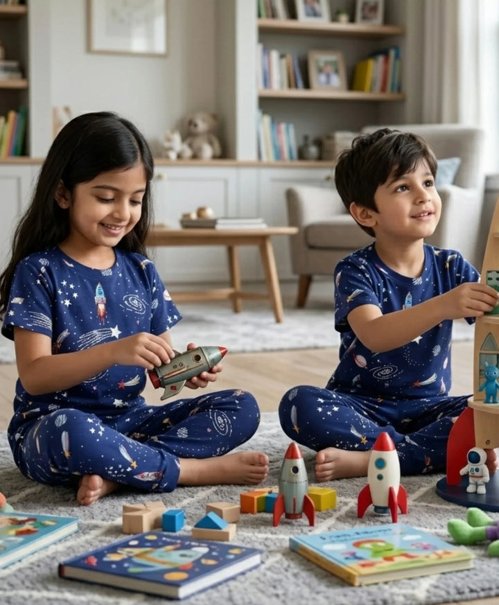 Solar Dreams Short Sleeve Pyjama Set - Blue