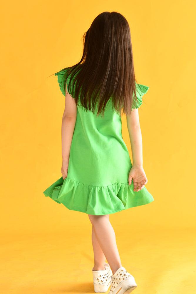 SUMMER GREEN HEART DRESS - GREEN - Anthrilo India