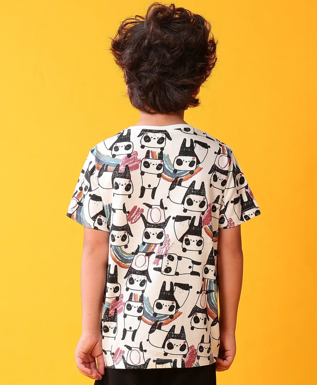 PANDA SHORT SLEEVE BOYS T-SHIRT- OFF WHITE - Anthrilo 