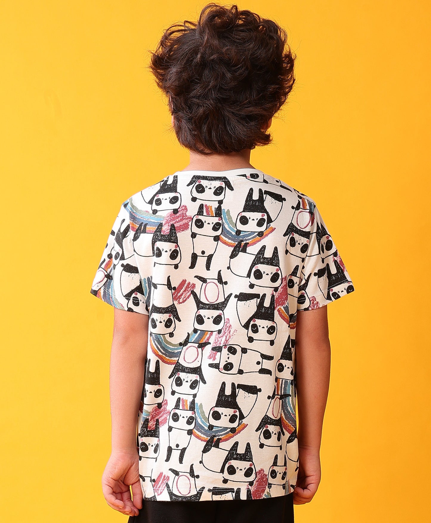 PANDA SHORT SLEEVE BOYS T-SHIRT- OFF WHITE