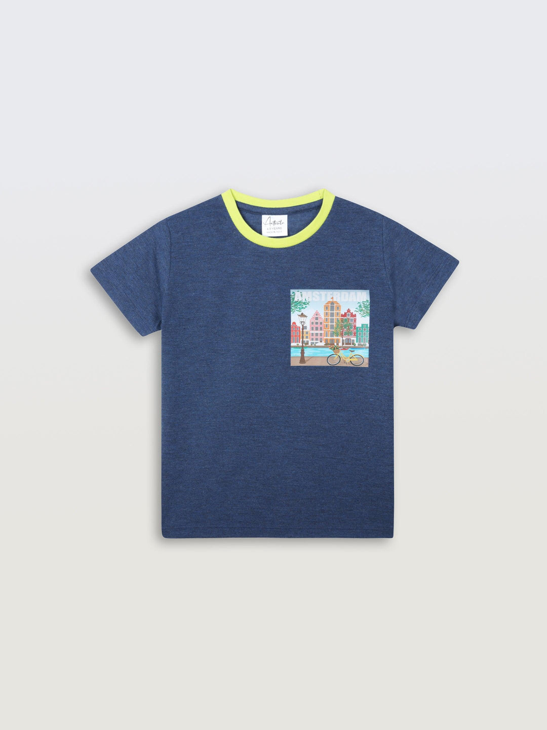 Amsterdam Navy Blue Short Sleeve Boys T-Shirt - Navy