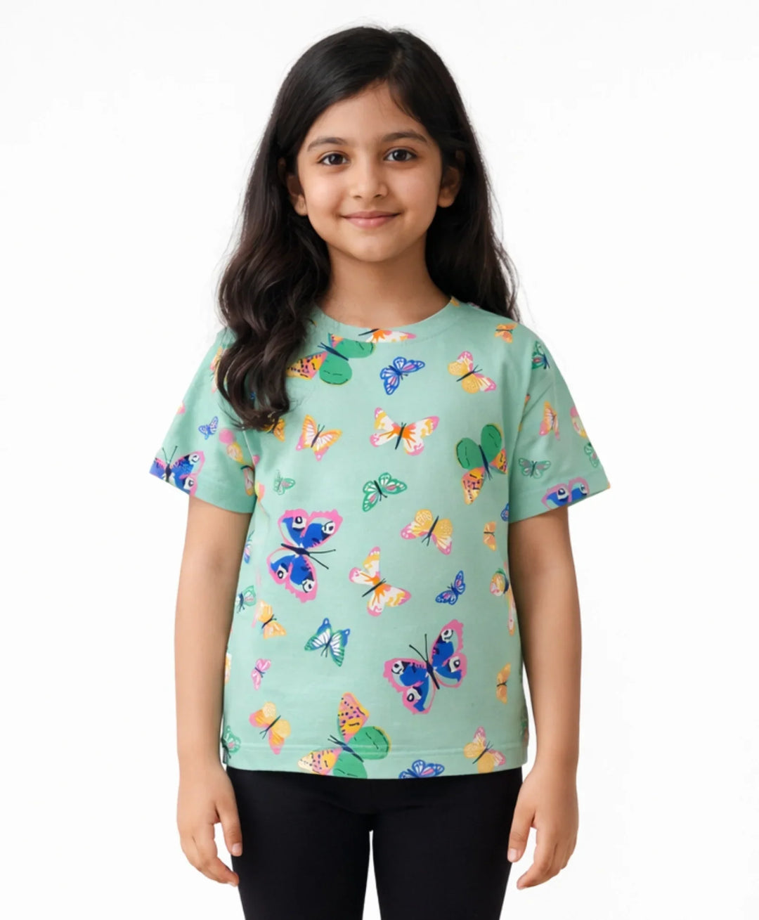 BUTTERFLY SHORT SLEEVES T-SHIRT - GREEN - Anthrilo 