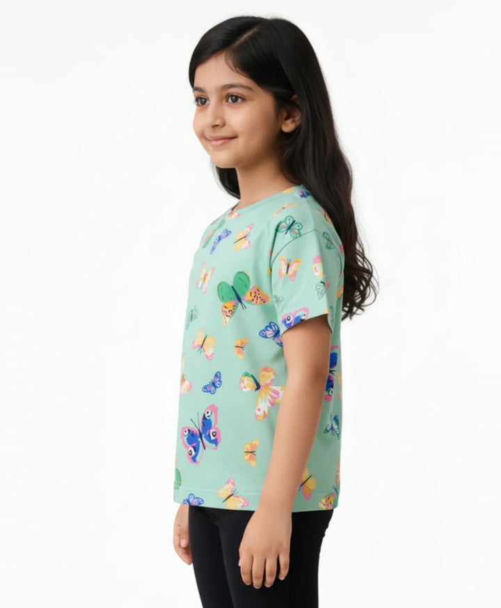 BUTTERFLY SHORT SLEEVES T-SHIRT - GREEN - Anthrilo 