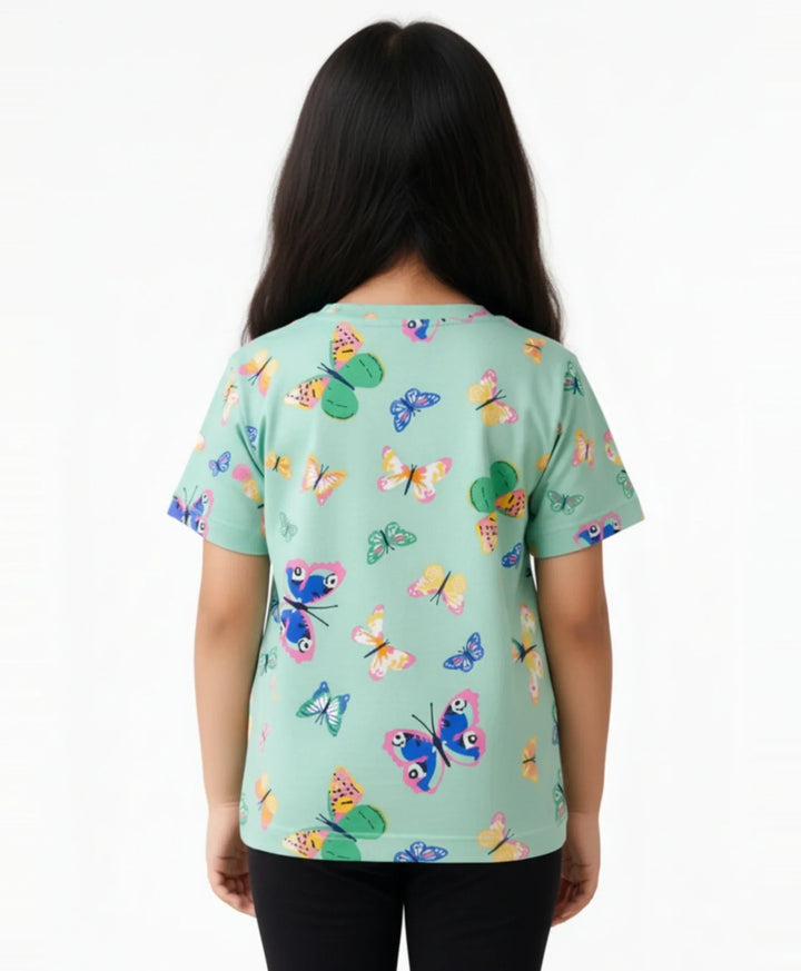 BUTTERFLY SHORT SLEEVES T-SHIRT - GREEN - Anthrilo 