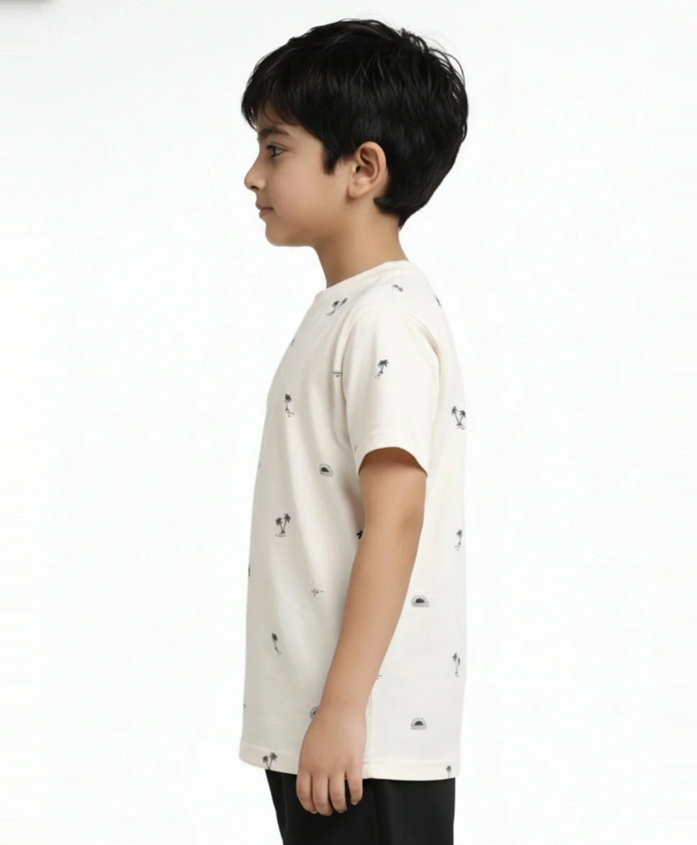 PALM SHORT SLEEVES TSHIRT - WHITE - Anthrilo 