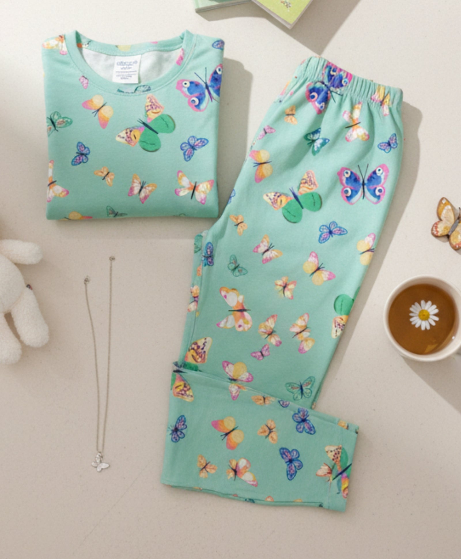 BUTTERFLY LONG SLEEVES PYJAMA SET - GREEN - Anthrilo 