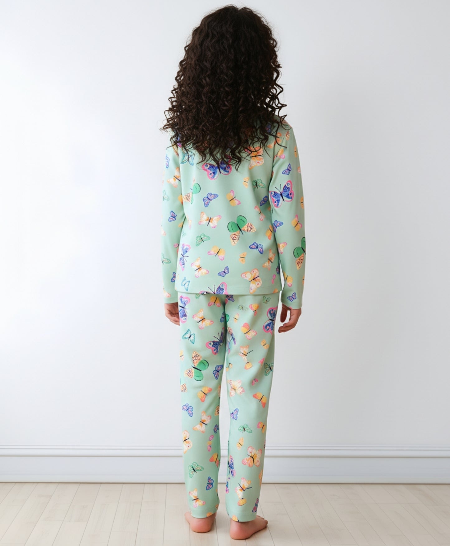 BUTTERFLY LONG SLEEVES PYJAMA SET - GREEN