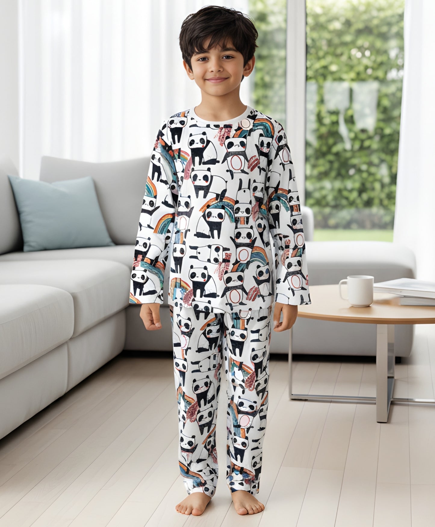 PANDA LONG SLEEVES BOYS PYJAMA SET - WHITE - Anthrilo 
