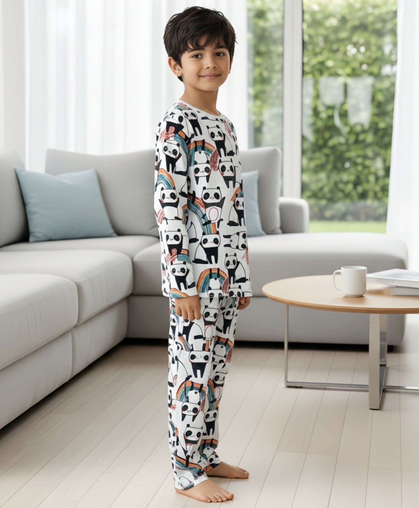 PANDA LONG SLEEVES BOYS PYJAMA SET - WHITE - Anthrilo 
