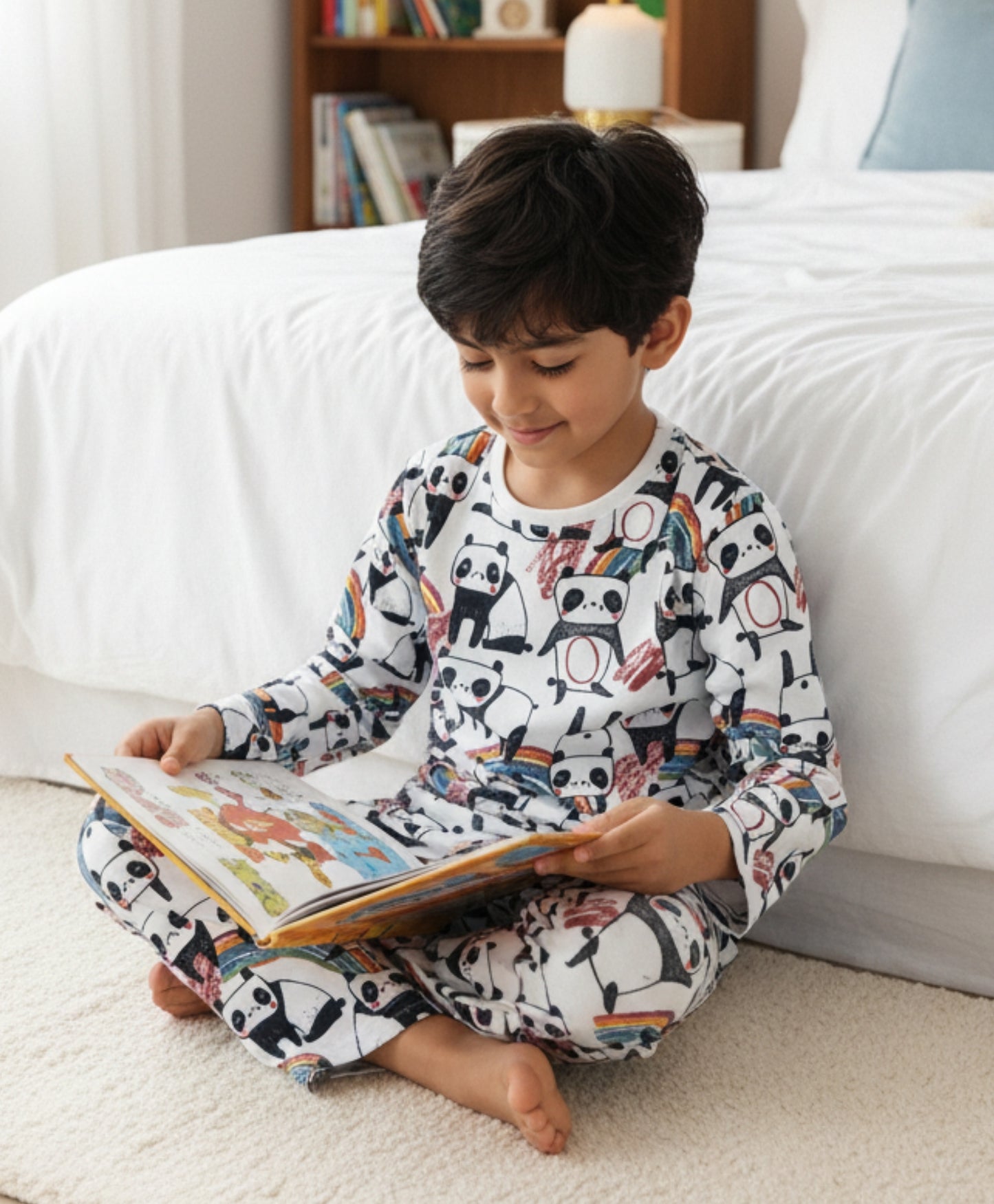 PANDA LONG SLEEVES BOYS PYJAMA SET - WHITE - Anthrilo 