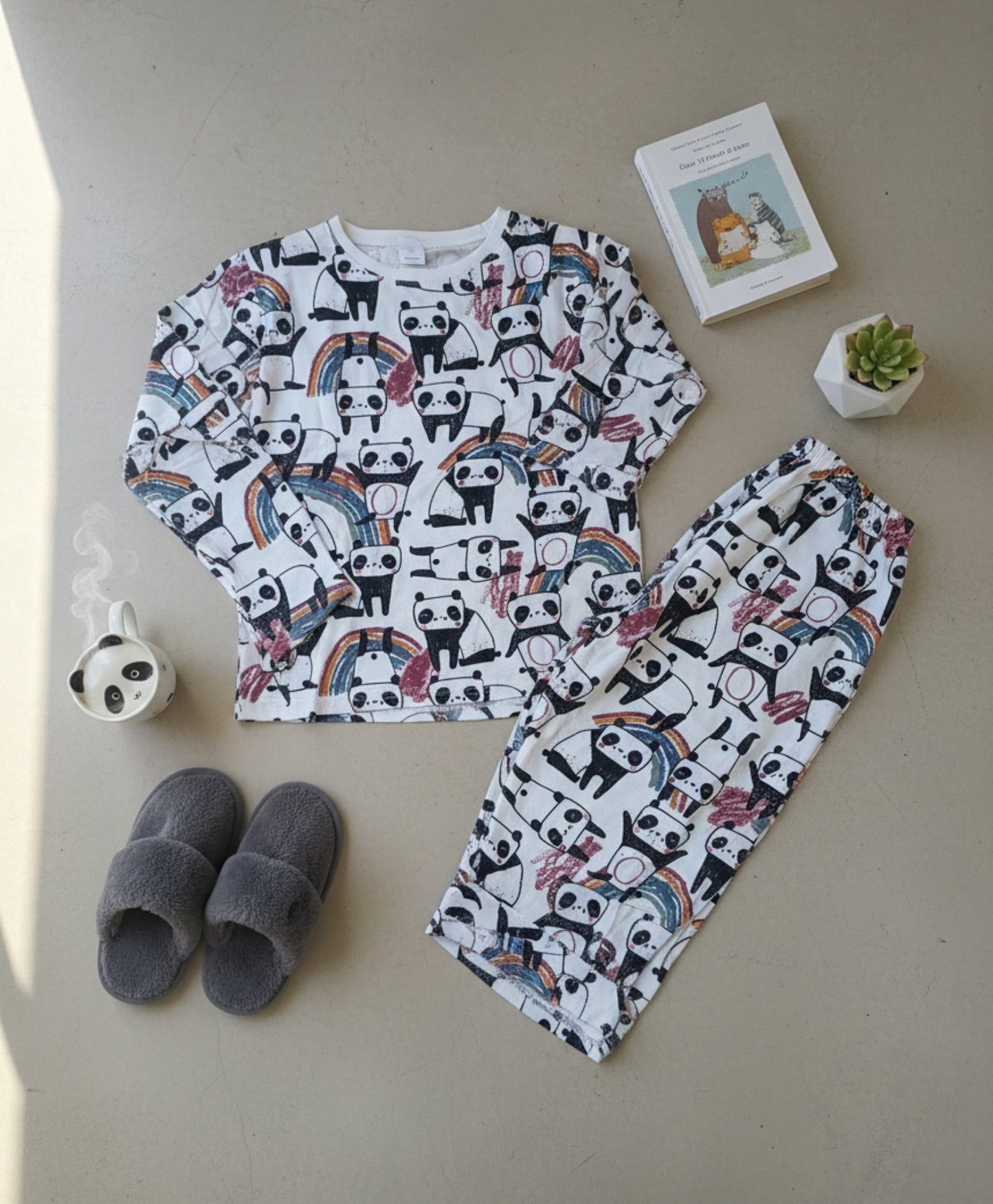 PANDA LONG SLEEVES BOYS PYJAMA SET - WHITE - Anthrilo 