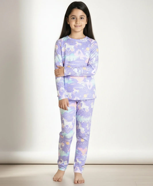 UNICORN PLANET LONG SLEEVES PYJAMA SET - PURPLE