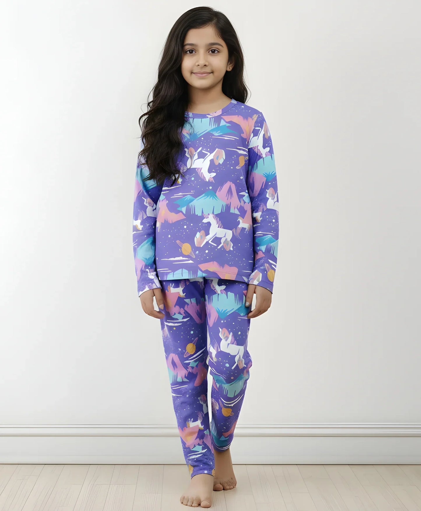 UNICORN PLANET LONG SLEEVES PYJAMA SET - PURPLE