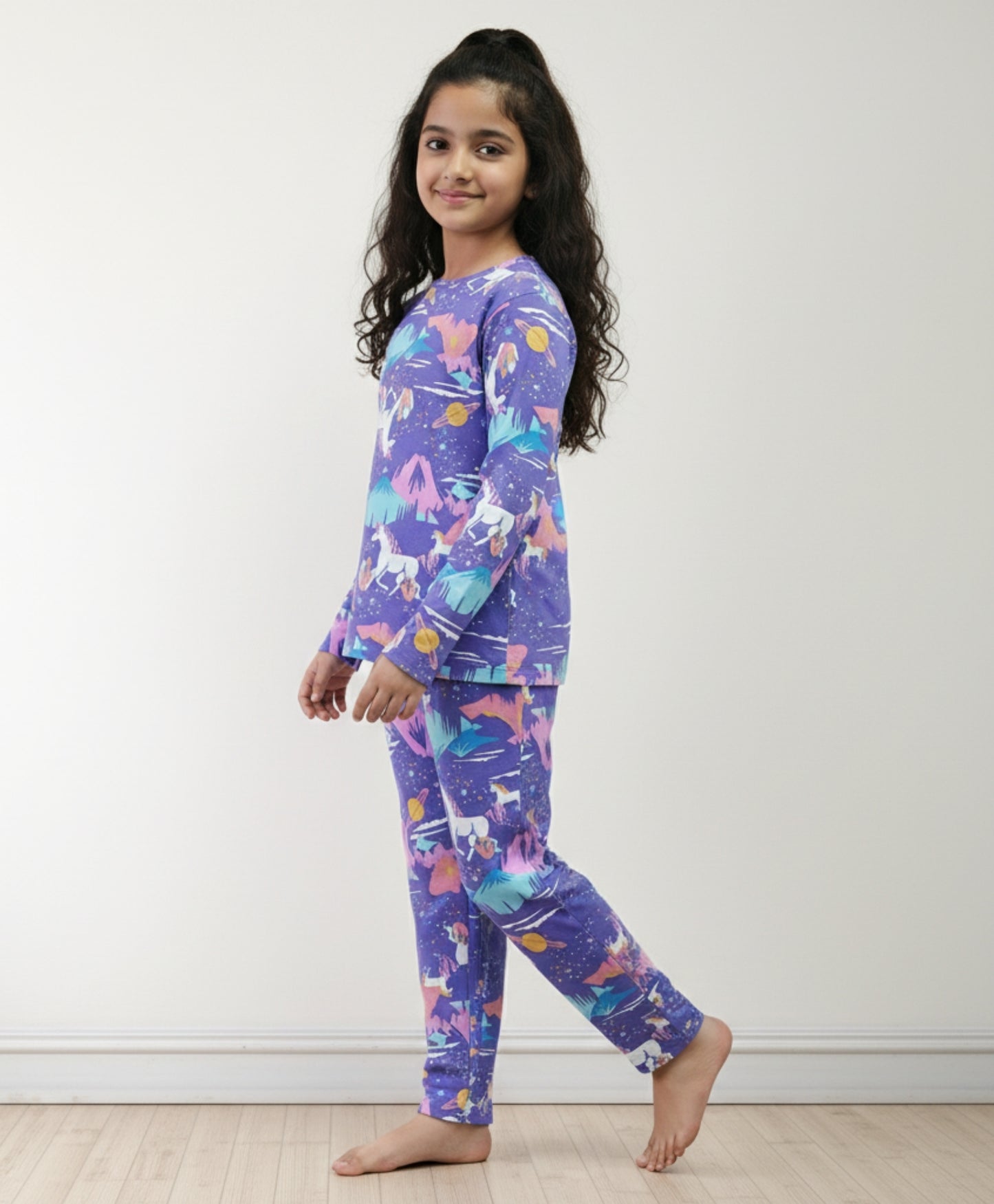 UNICORN PLANET LONG SLEEVES PYJAMA SET - PURPLE