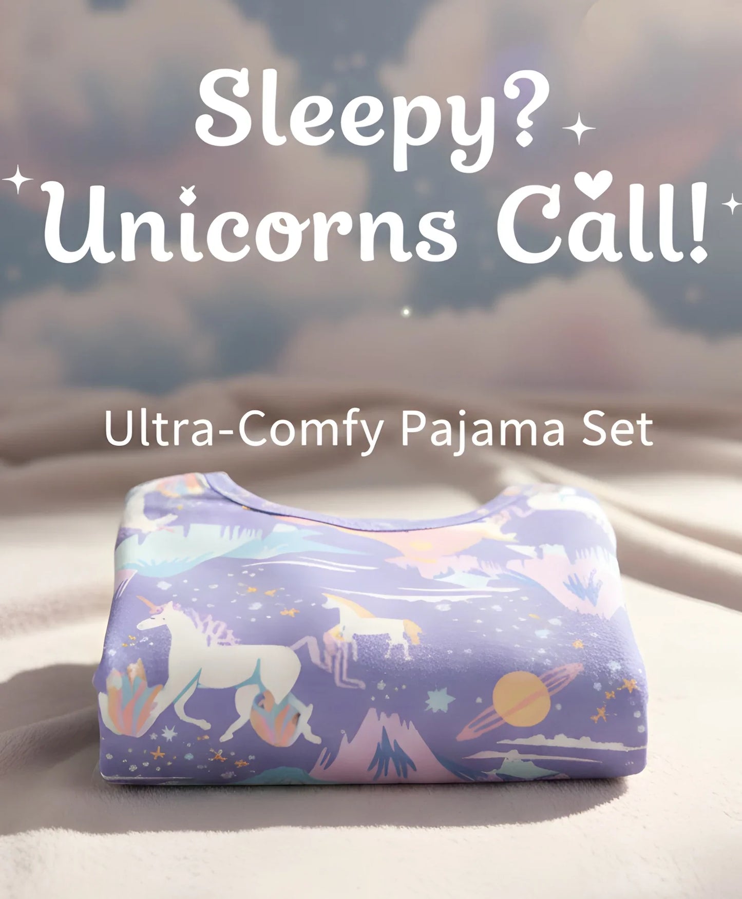 UNICORN PLANET LONG SLEEVES PYJAMA SET - PURPLE