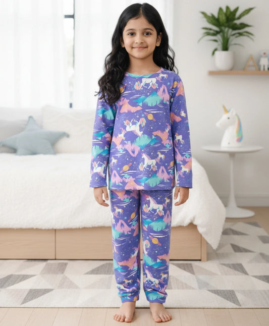 UNICORN PLANET LONG SLEEVES PYJAMA SET - PURPLE - Anthrilo 
