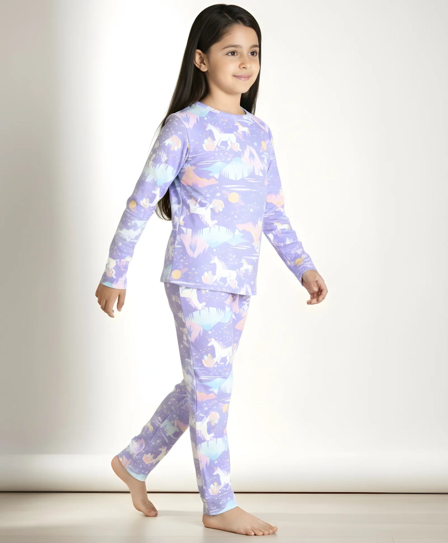 UNICORN PLANET LONG SLEEVES PYJAMA SET - PURPLE