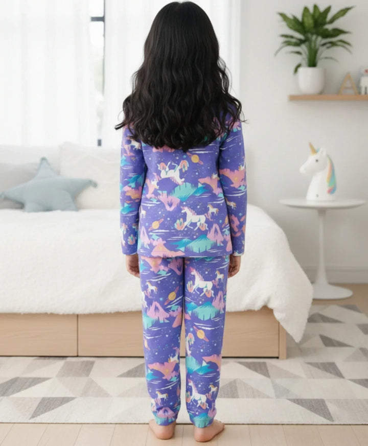 UNICORN PLANET LONG SLEEVES PYJAMA SET - PURPLE - Anthrilo 