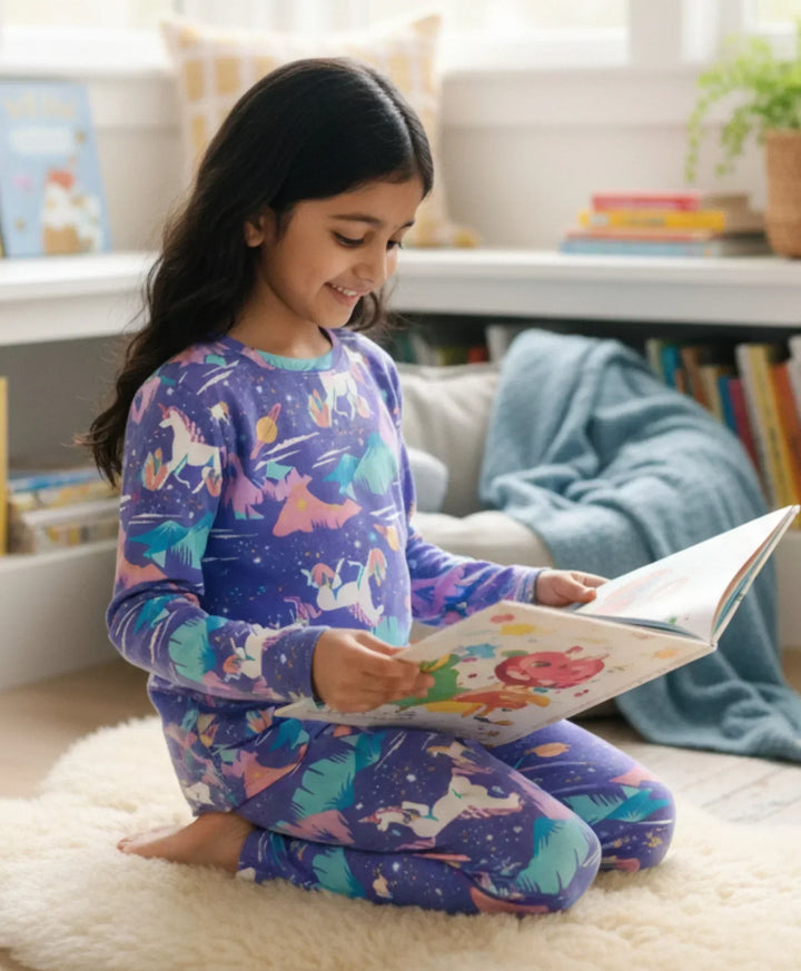 UNICORN PLANET LONG SLEEVES PYJAMA SET - PURPLE - Anthrilo 